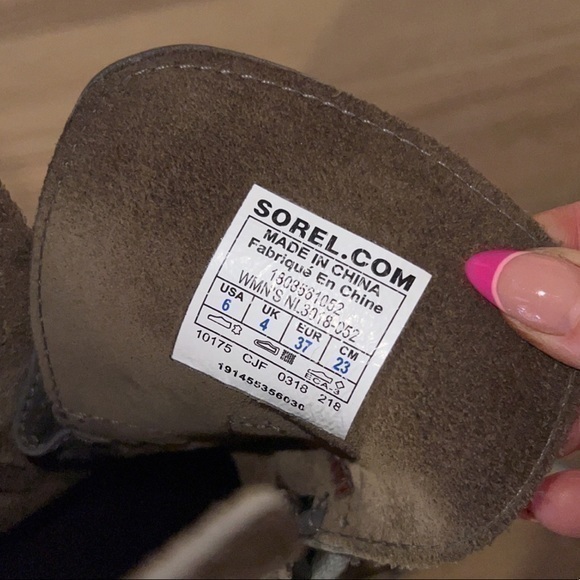 Sorel Joan Alf Arctic Grey Distressed Leather Lace Up Wedge Mid Calf Boots - Picture 10 of 10